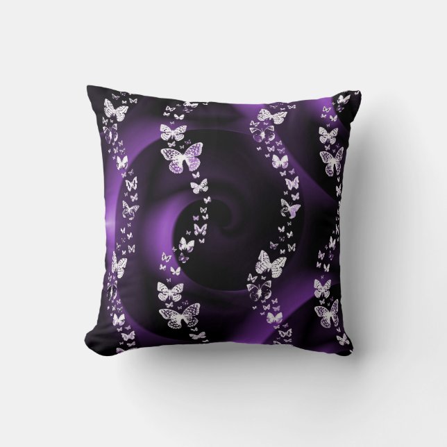 Lila Butterfly Swirl Kudde (Framsida)