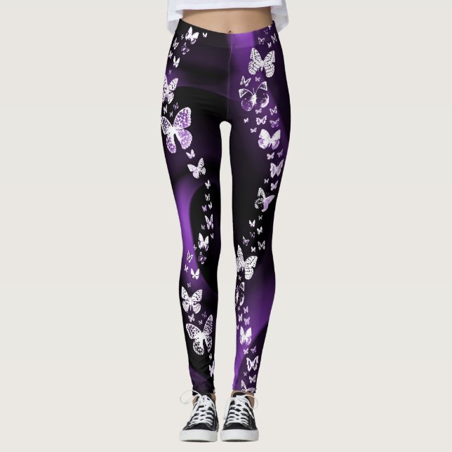 Lila Butterfly Swirl Leggings (Framsida)
