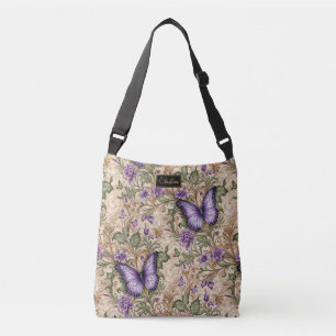 Lila Butterfly Taupe och Sage Herbal Axelväska