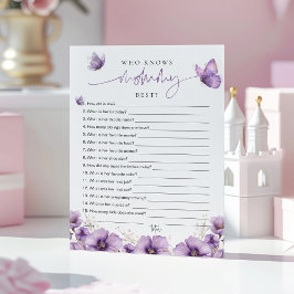 Lila Butterfly Vem vet Mamma bäst? Spelkort Rådkort
