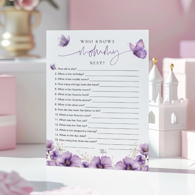 Lila Butterfly Vem vet Mamma bäst? Spelkort Rådkort (Skapare uppladdad)