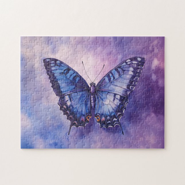 Lila Butterfly Watercolor Pussel (Horisontell)