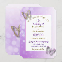 Lila Butterfly Wedding-inbjudningar Inbjudningar