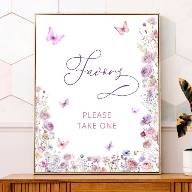 Lila Butterfly WildblomBaby Shower Favors favorite Poster (Skapare uppladdad)