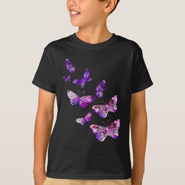 Lila Butterlies T Shirt (Framsida)