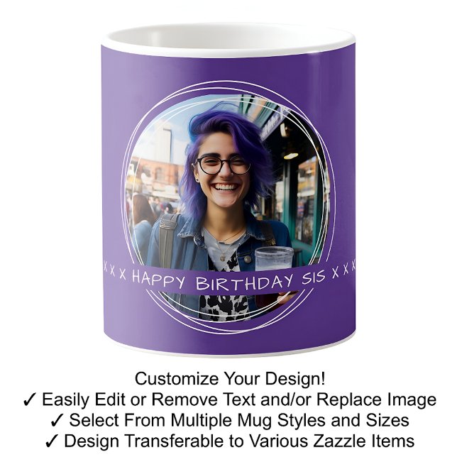 Lila C125 för mallfotomeddelandeknappar Kaffemugg (Skapare uppladdad)