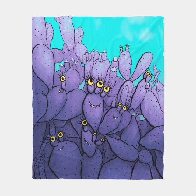 Lila Cactus Funny Succulent Fleecefilt (Framsidan)