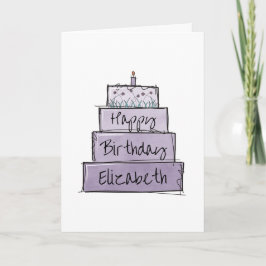 Lila Cake Birthday Kort