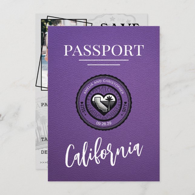 Lila California Passport Spara datum Spara Datumet (Fram/baksida)