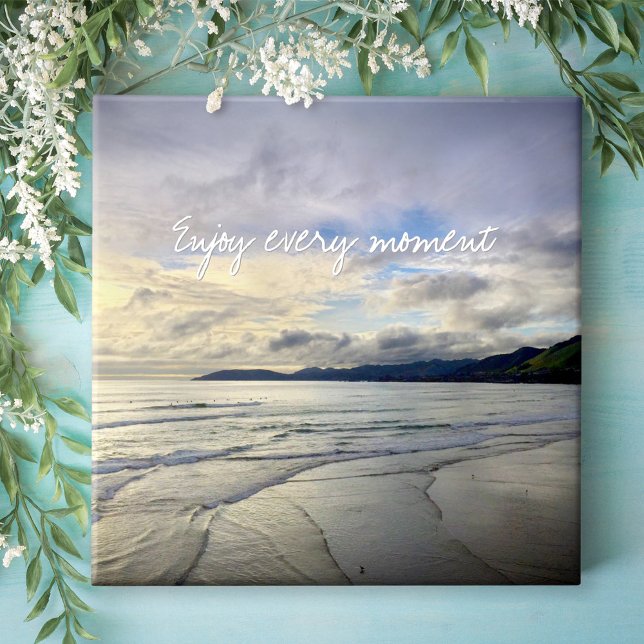 Lila California Sunset Photo Enjoy Varje ögonblick Kakelplatta (Skapare uppladdad)