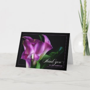 Lila Calla Lilies Condolence Tack Kort