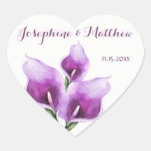 Lila Calla Lillies Watercolor Wedding Stickers