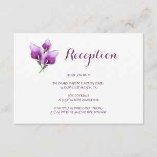 Lila Calla Lily Blommig Bröllopsmottagning Tilläggskort
