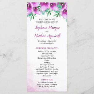 Lila Calla Lily Blommigt Bröllop Ceremony Program