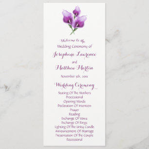 Lila Calla Lily Blommigt Bröllop Ceremony-program Program