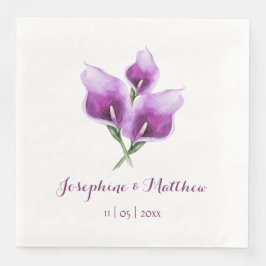 Lila Calla Lily Blommigt Bröllop Napkins Pappersservett
