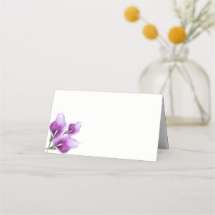 Lila Calla Lily Blommigt Watercolor Bröllop Placeringskort