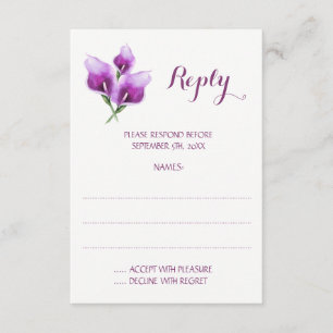 Lila Calla Lily Monogram Bröllop-svarskort OSA Kort