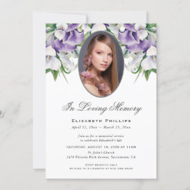 Lila Calla Lily Photo Funeral Memorial Service Inbjudningar