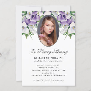 Lila Calla Lily Photo Funeral Memorial Service Inbjudningar