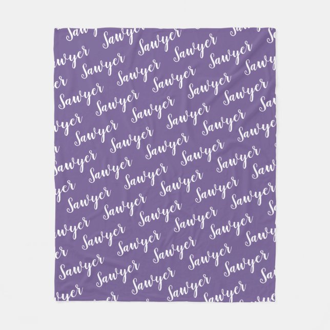 Lila Calligraphy Personlig Upprepa Namn Fleecefilt (Framsidan)