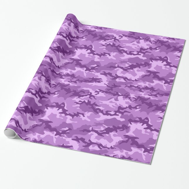 Lila Camo Camouflage Wrapping Papper Presentpapper (Utrullad)