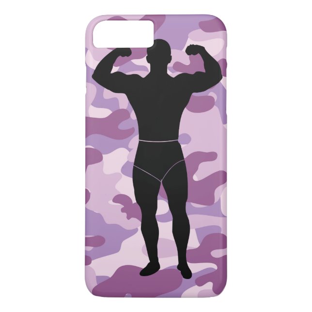 Lila Camo med BodyBuilder Iphone case Case-Mate iPhone Skal (Baksida)