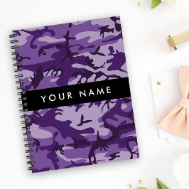 Lila Camouflage Ditt namn anpassar dig Anteckningsbok
