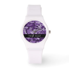 Lila Camouflage Ditt namn anpassar dig Armbandsur