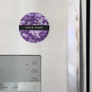 Lila Camouflage Ditt namn anpassar dig Magnet