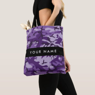 Lila Camouflage Ditt namn anpassar dig Tygkasse