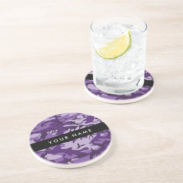 Lila Camouflage Ditt namn anpassar dig Underlägg (Sidan)