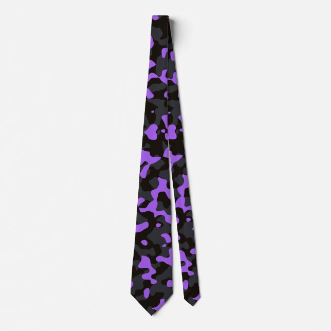 Lila Camouflage i Mörk Slate Grått och Jet Black Slips (Framsida)