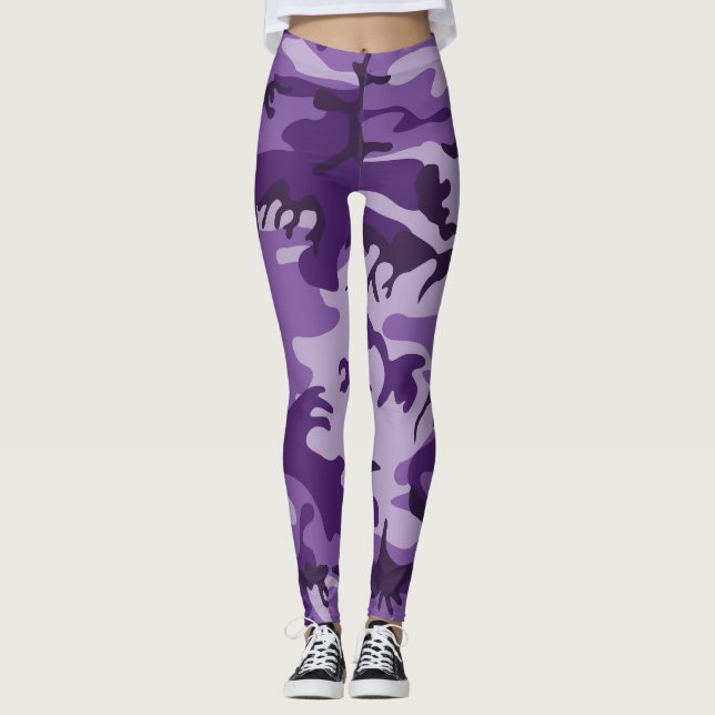 Lila Camouflage, militär, armé Leggings (Framsida)
