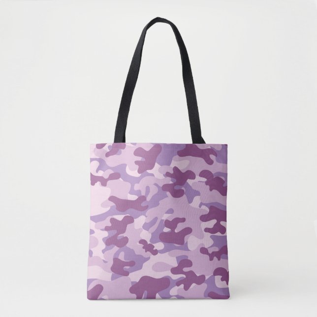 Lila Camouflage Tote Bag Tygkasse (Framsida)