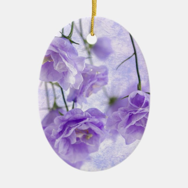 Lila Campanella Flowers Macro Julgransprydnad Keramik (Framsidan)