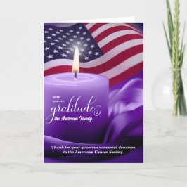 Lila Candle och Flagga Memorial Tack Kort