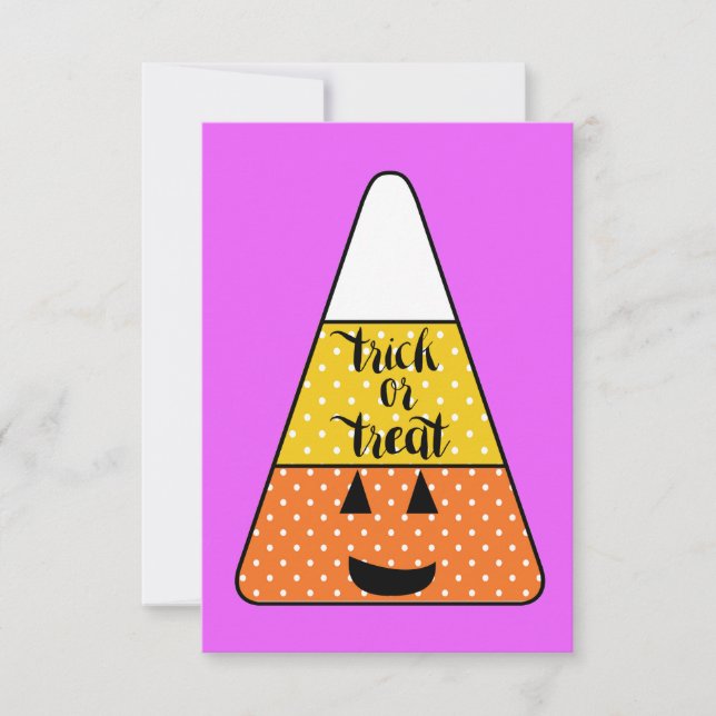 Lila Candy Corn Bus eller Buss Halloween Kort (Framsida)