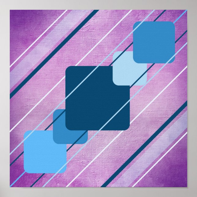 Lila Canvas Blå Geometriska AP0010 Posters (Framsidan)
