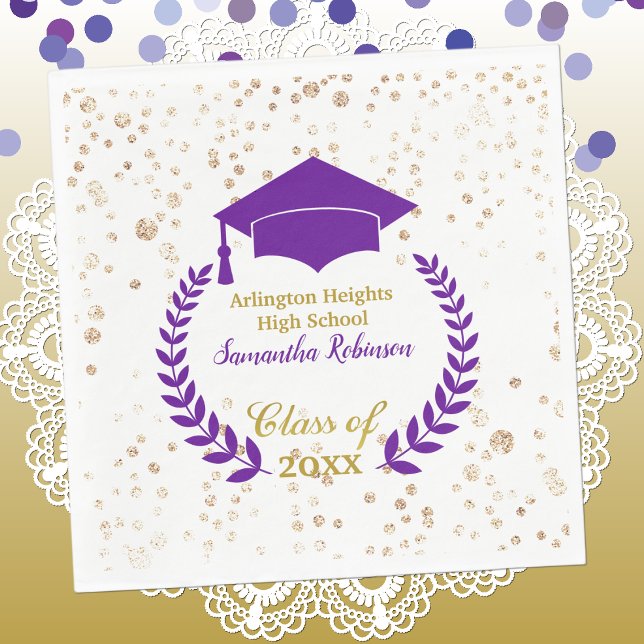 Lila Cap och Laurel Studentfest Napkins Pappersservett (Skapare uppladdad)