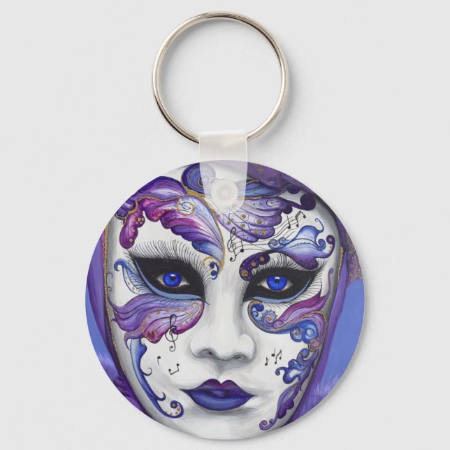 Lila Carnival Mask by PSOVART Nyckelring (Framsida)