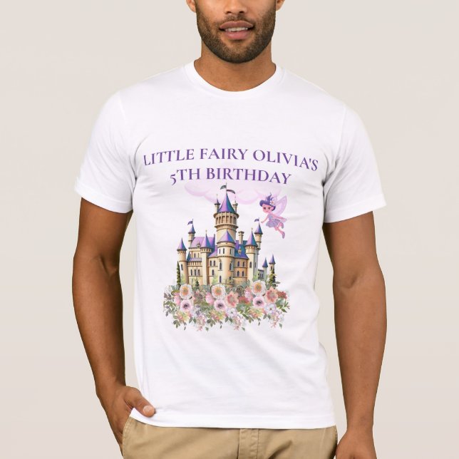 Lila Castle Fairytale Birthday Theme Guest T Shirt (Framsida)