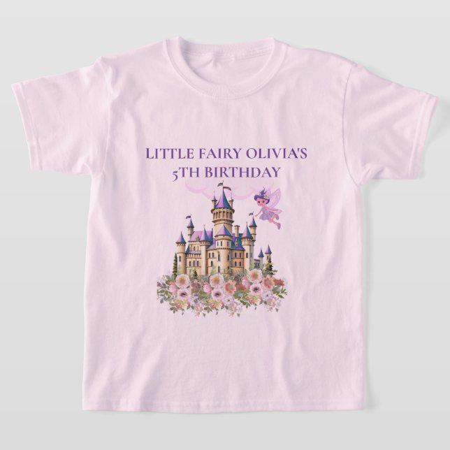 Lila Castle Fairytale Birthday Theme Guest T Shirt (Laydown)