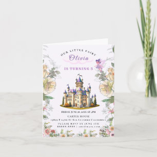 Lila Castle Fairytale Birthday Theme med Fairy Inbjudan