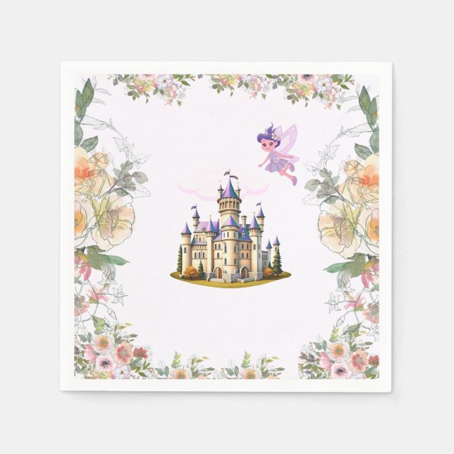 Lila Castle Fairytale Birthday Theme med Fairy Pappersservett (Framsidan)