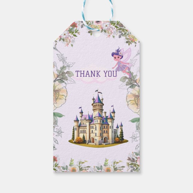 Lila castle Fairytale tog upp tack märkre. Presentetikett (Baksidan)