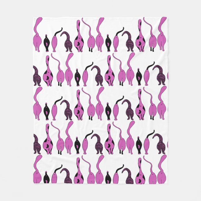 Lila Cat Butts Mönster Fleecefilt (Framsidan)