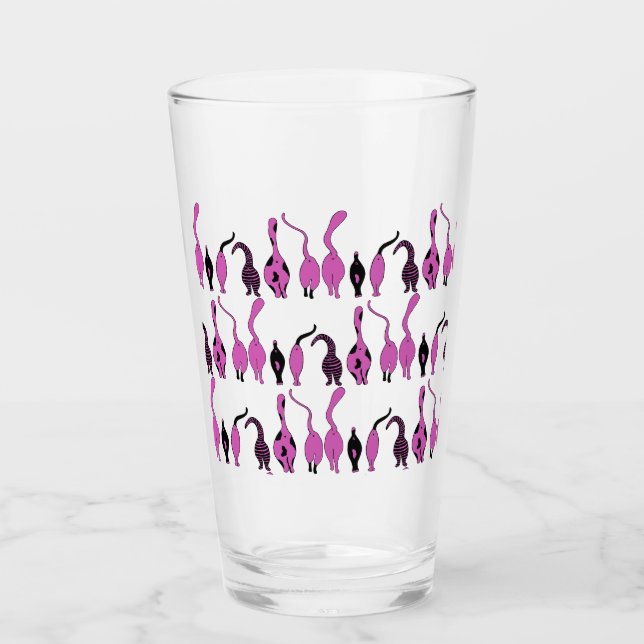 Lila Cat Butts Mönster Glaskopp (Framsida)