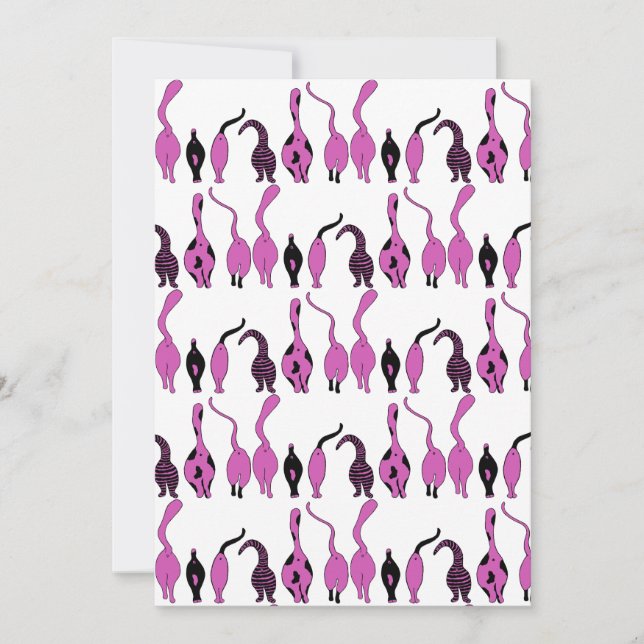 Lila Cat Butts Mönster Julkort (Framsida)