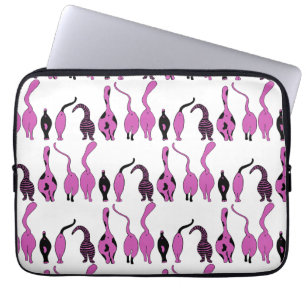 Lila Cat Butts Mönster Laptop Fodral
